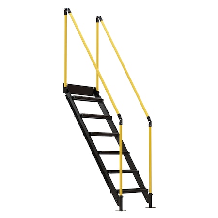 Vestil Work Plt Stairs 6 Steps 70 In. Tall PWPS-ST-6-70-BKYL